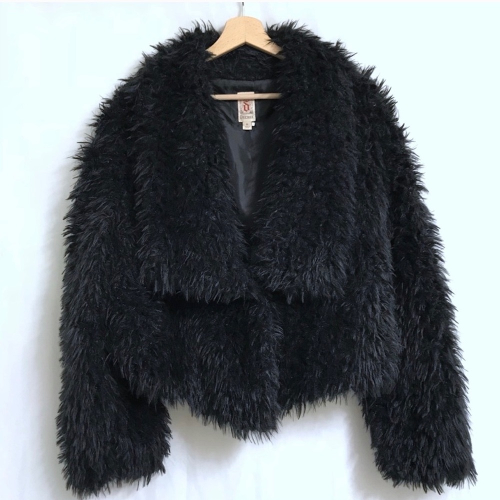 Black Faux Fur Teddy Bear Coat